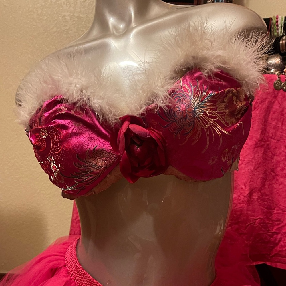 Pink strapless costume Burlesque bra